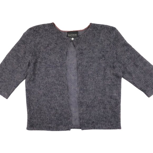 Vintage Mohair Cardigan Kay Unger Soft Purple One Button Sweater Womens Medium - Picture 1 of 6